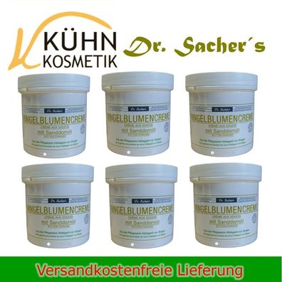 6 Dosen / Tiegel Ringelblumen Creme mit Sanddorn-Öl 250 ml von Dr. Sachers