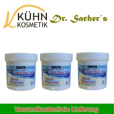 3 Dosen / Tiegel Totes Meersalz Creme 250ml von Dr. Sachers