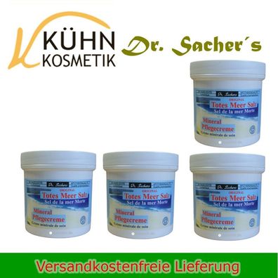 4 Dosen / Tiegel Totes Meersalz Creme 250ml von Dr. Sachers