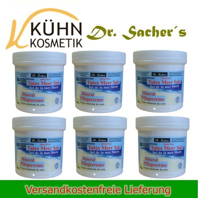 6 Dosen / Tiegel Totes Meersalz Creme 250ml von Dr. Sachers