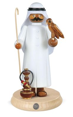 Räucherfigur Räuchermann groß Araber mit Falke und Shisha (BxH):14x27cm NEU