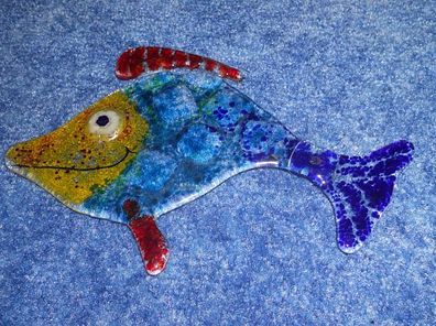 Fensterbild Glasbild - bunt bemalter Fisch