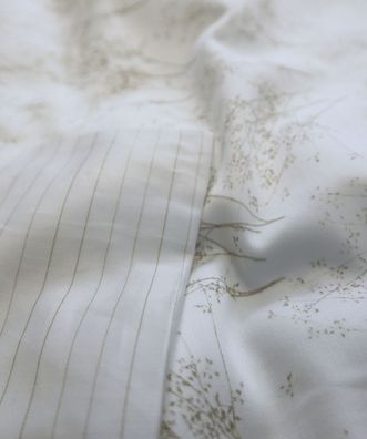 Fleuresse Mako-Satin Bettwäsche 200x220 Gräser Streifen Wende weiß sand 114529-17