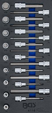 Werkstattwageneinlage 1/3: Bit-Einsatz-Satz | Antrieb Innenvierkant 12,5 mm (1/2")