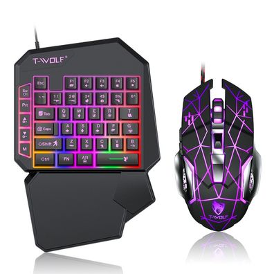 TEKOO Gaming-Maus-Set: Einhand-Tastatur, 40 Tasten, PC-Spieler, Kompaktes Design