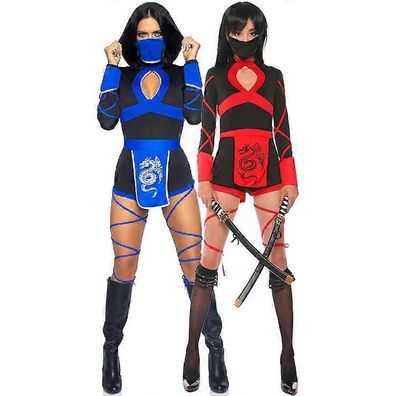 Damen Dragon Ninja Cosplay Bodysuit Jumpsuit Weibliches Samurai Kostüm