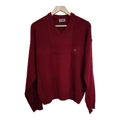 Lacoste Pullover Vintage Baumwolle Oversize Unisex Rot Gr. M L