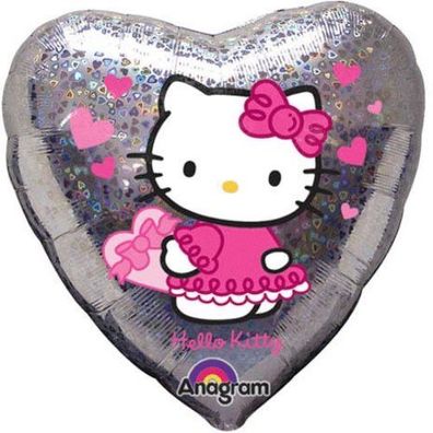 Anagram Folienballon Kitty Herz Holographic 45 cm ungefüllt Ballongas geeignet