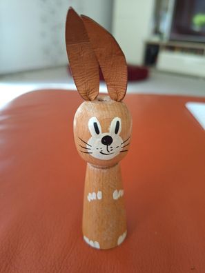 Osterschmuck Osterhase Holz mit Lederohren