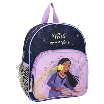 Disney Wish Lila Kinder Rucksack 29x23x8 cm mit Reißverschlussfach und verstellbar