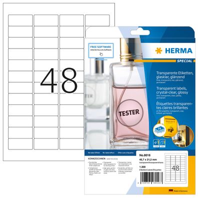 Herma Etiketten permanent haftend 45,7 x 21,2 mm Folie transparent klar wetterfest