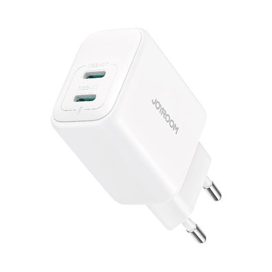 Netzladegerät mit 2x USB-C Anschlüssen 20W PD / QC 3.0 Schnellladegerät in Weiß