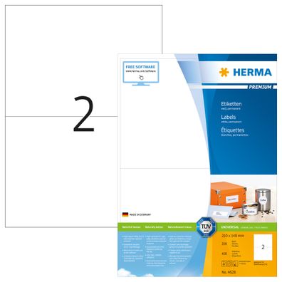 Herma Etiketten permanent haftend 210 x 148 mm weiss Premium 200 Bl 400 Etik