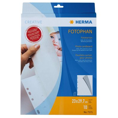 Herma Fotophan Karton für Fotos mit angeklebtem Schutzpapier 232 x 297 mm weiss