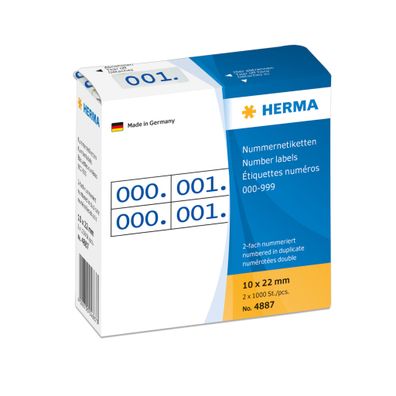 Herma Nummern 2-fach 0 - 999 10 x 22 mm selbstklebend blau