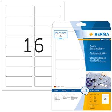 Herma Namensetiketten ablösbar 88,9 x 33,8 mm Acetatseide weiss 20 Bl 320 Etik