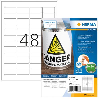 Herma Etiketten für Outdoor stark haftend 45,7 x 21,2 mm weiss Folie wetterfest