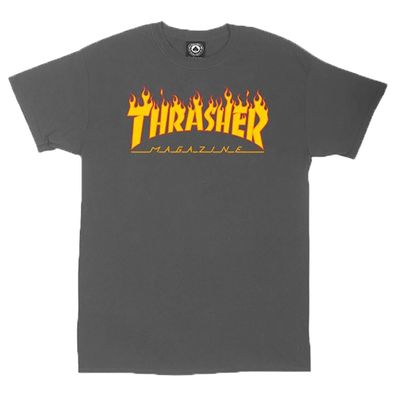 Thrasher T-Shirt Flame charcoal gray - Größe: L