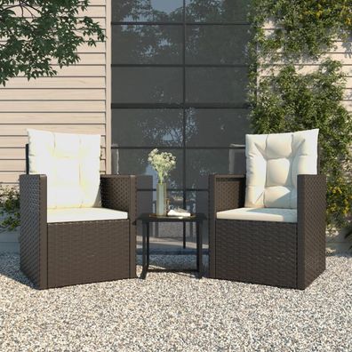 3-tlg - Balkonmöbel-Set | Gartenmöbel | Sitzgarnitur | Poly-Rattan | inkl. Tisch