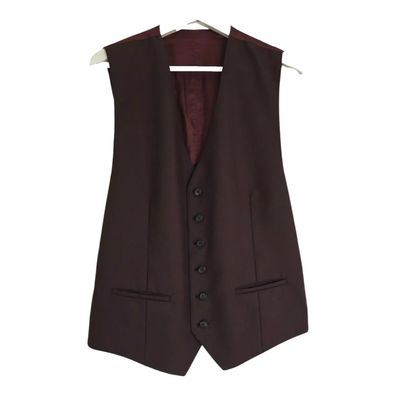 Weinrote Weste 90s Waistcoat Schurwolle Anzugweste Unisex S M L