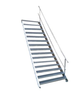 15 Stufen Stahltreppe Breite 60-160cm Geschosshöhe 250-320cm Geländer einseitig