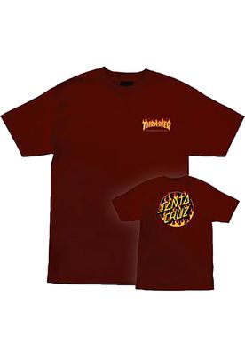 Thrasher x Santa Cruz T-Shirt Flame Logo winered - Größe: S