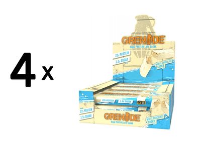 4 x Grenade Protein Bar (12x60g) White Chocolate Cookie