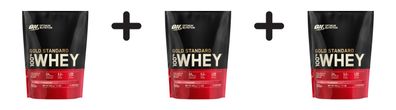 3 x Optimum Nutrition 100% Whey Gold Standard (450g) Delicious Strawberry