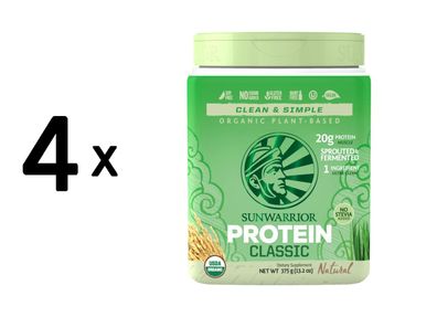 4 x Sunwarrior Protein Classic Organic (375g) Natural