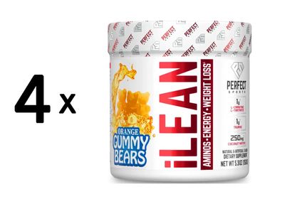 4 x Perfect Sports iLean Aminos + Energy + Weight Loss (150g) Orange Gummy Bear