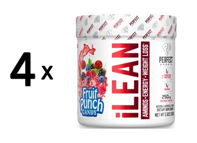 4 x Perfect Sports iLean Aminos + Energy + Weight Loss (150g) Fruit Punch