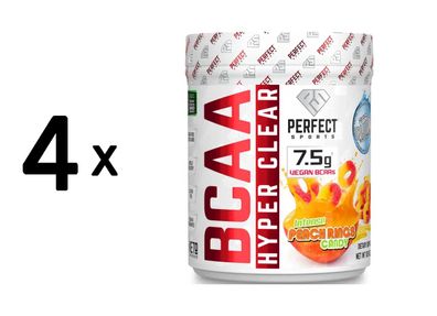 4 x Perfect Sports BCAA Hyper Clear (310g) Intense Peach Rings