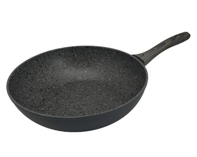 Wokpfanne ø28 cm mit ergonomischem Griff in Holzoptik Bratpfanne in Schwarz