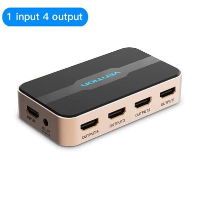 1 In 4 Out HDMI Splitter 4K 30Hz Gold Aluminium Legierung Typ EU Standard