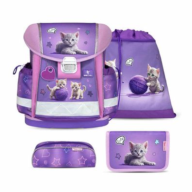 Belmil Classy ergonomisches Schulranzen-Set 4-teilig "Little Kittens" mit Brustgurt