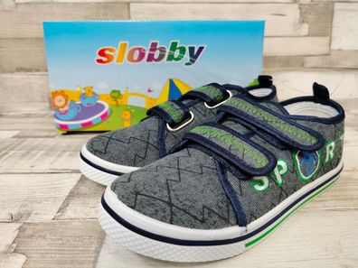 Slobby Jungen Klett Halbschuh blau/grau grün abgesetzt