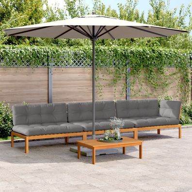 vidaXL 4-tlg. Garten-Sofagarnitur aus Paletten mit Kissen Akazienholz