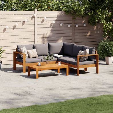 vidaXL 4-tlg. Garten-Sofagarnitur mit Kissen Massivholz Akazie