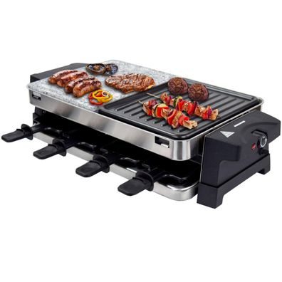 8er Raclette Grill | Tischgrill | Steinplatte | Emailliert Bernus