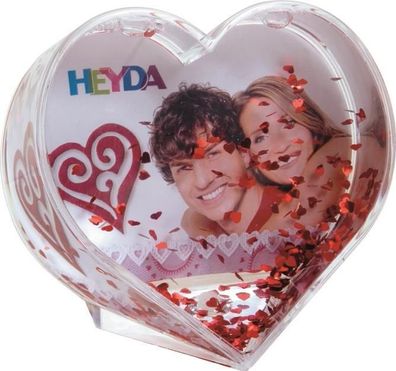 Heyda 204888403 Schneekugel "Flitterherz" 10 x 10 cm, Display ca. 21 x 35 x 32 cm