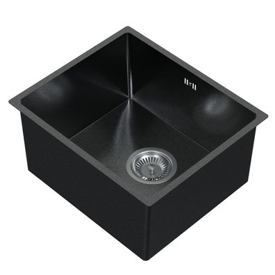 HAGO Edelstahl Einbauspüle 40x34 Küchenspüle Spülbecken Ablaufgarnitur Anthrazit