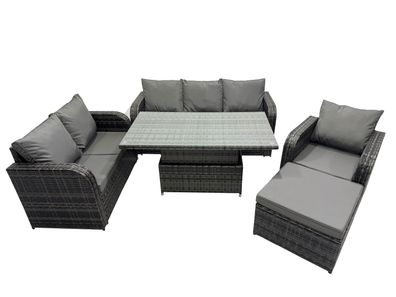 Fimous Rattan Gartenmöbel im Freien Patio höhenverstellbarer Tisch Sofa