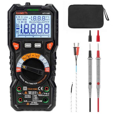 TRMS 20000 Zählt Kaiweets HT118E Digitales AC/DC-Multimeter Wirt 2,7 Zoll Display