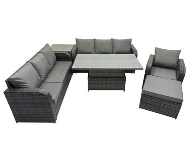 Fimous Outdoor Polyrattan Gartenmöbel Sets höhenverstellbarer Tisch Sofa Set