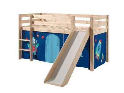 Spielbett mit Rutsche Karolina 210x218x114 Massivholz natur