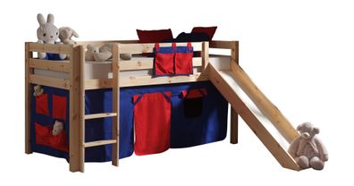 Spielbett mit Rutsche Karolina 210x218x114 Massivholz natur