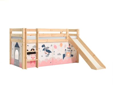 Spielbett mit Rutsche Karolina 210x218x114 Massivholz natur