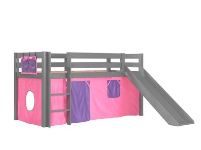 Spielbett mit Rutsche Karolina 210x218x114 Massivholz grau