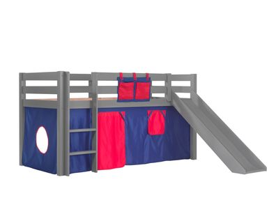 Spielbett mit Rutsche Karolina 210x218x114 Massivholz grau