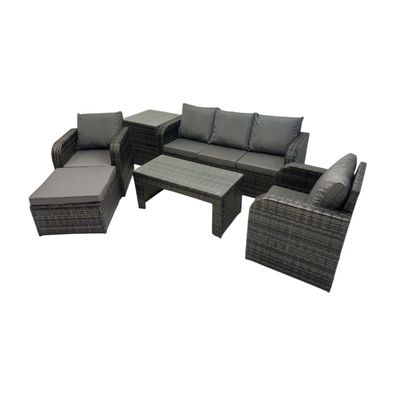 Fimous Garten Sofa im Freien Set mit Liegestéhle 2 Großer Hockern